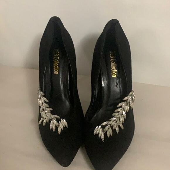 GEB COLLECTION POINTED TOE HEEL BLACK SHOES‎ SIZE 8 - Picture 1 of 8